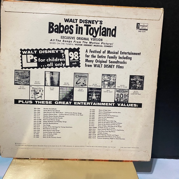 WALT DOSNEY’S VINTAGE 1961 BABES IN TOYLAND ORIGINAL VERSION DISNEYLAND RECORD - Picture 7 of 12